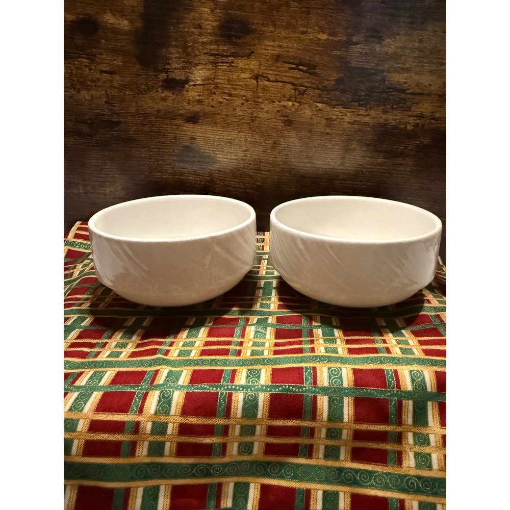 Steelite International White Swirl Ribbed Ceramic Bowls Made in England Set of 2 - Picture 2 of 6
